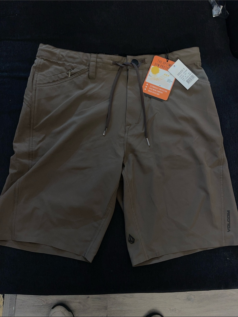 Volcom Olive Brown Drawstring Board Shorts
